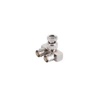 L - adapter, 1 BNC plug to 2 BNC jacks