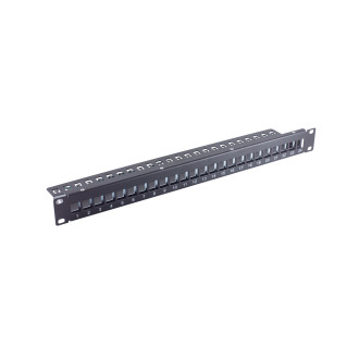 19" Keystone Panel, 24-way, 1U, STP, slim, black