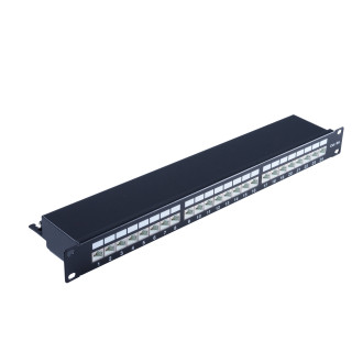 cat 6A 19" 1HE-Patchpanel, 500 MHz black 24 Port