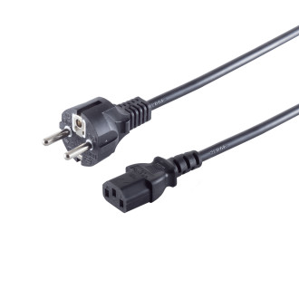 Schutzkontakt plug straight - IEC jack, black, 1.8