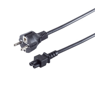 Schutzkontakt plug - 3 pin socket C5, black, 1,8m