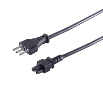 Italy plug - 3 pin socket C5, black, 1,8m
