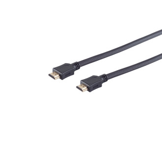 HDMI Cable, 4K, gold pl., nylon, black, 3m