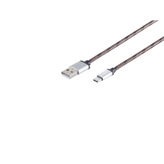 USB C, charging cable, nylon, brown, 2m