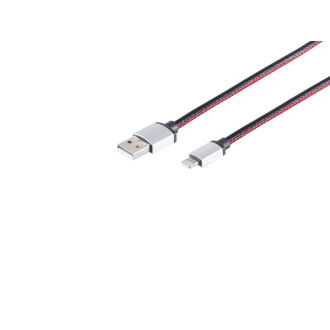 8-Pin, charging cable, leather, black, 0,9m