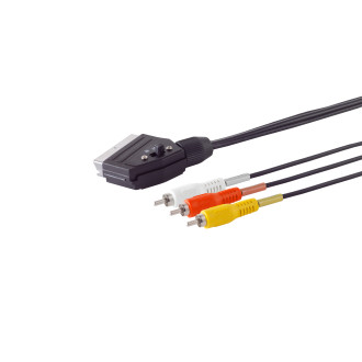 Scart-plug with switches/ 3 Cinchpl. (Y/R/W) 2m