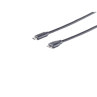 USB-C adapter cable, Micro-B, 3.0, black, 1.8m