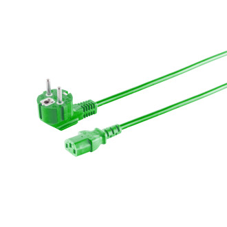 Power plug 90° - IEC socket, green, 1,8m