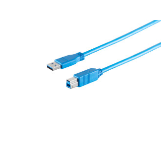USB-A adapter cable, USB-B, 3.0, blue, 3m