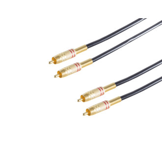 2 RCA plugs - 2 RCA plugs, metal, gold pl. 5.0m