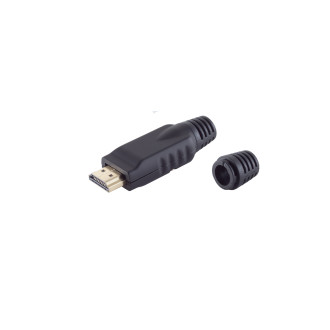 HDMI-A plug, solder type, metal, black